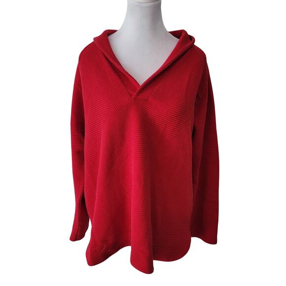 Soft Surroundings Size L Red Textured Pullover Sweater Minimalist Comfy Fit - Picture 1 of 9